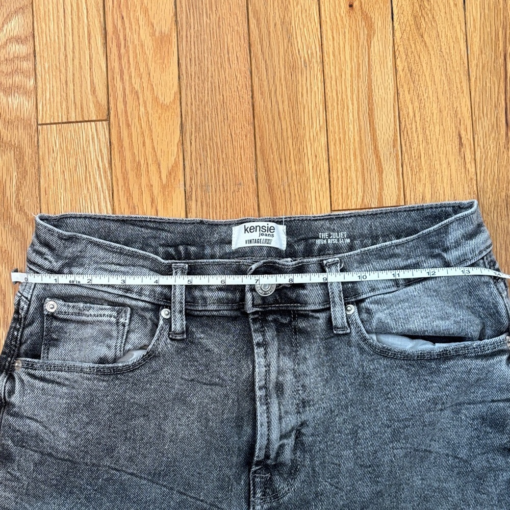 Kensie Charcoal Denim Jeans. Raw Hem. SZ 8 - Picture 8 of 12